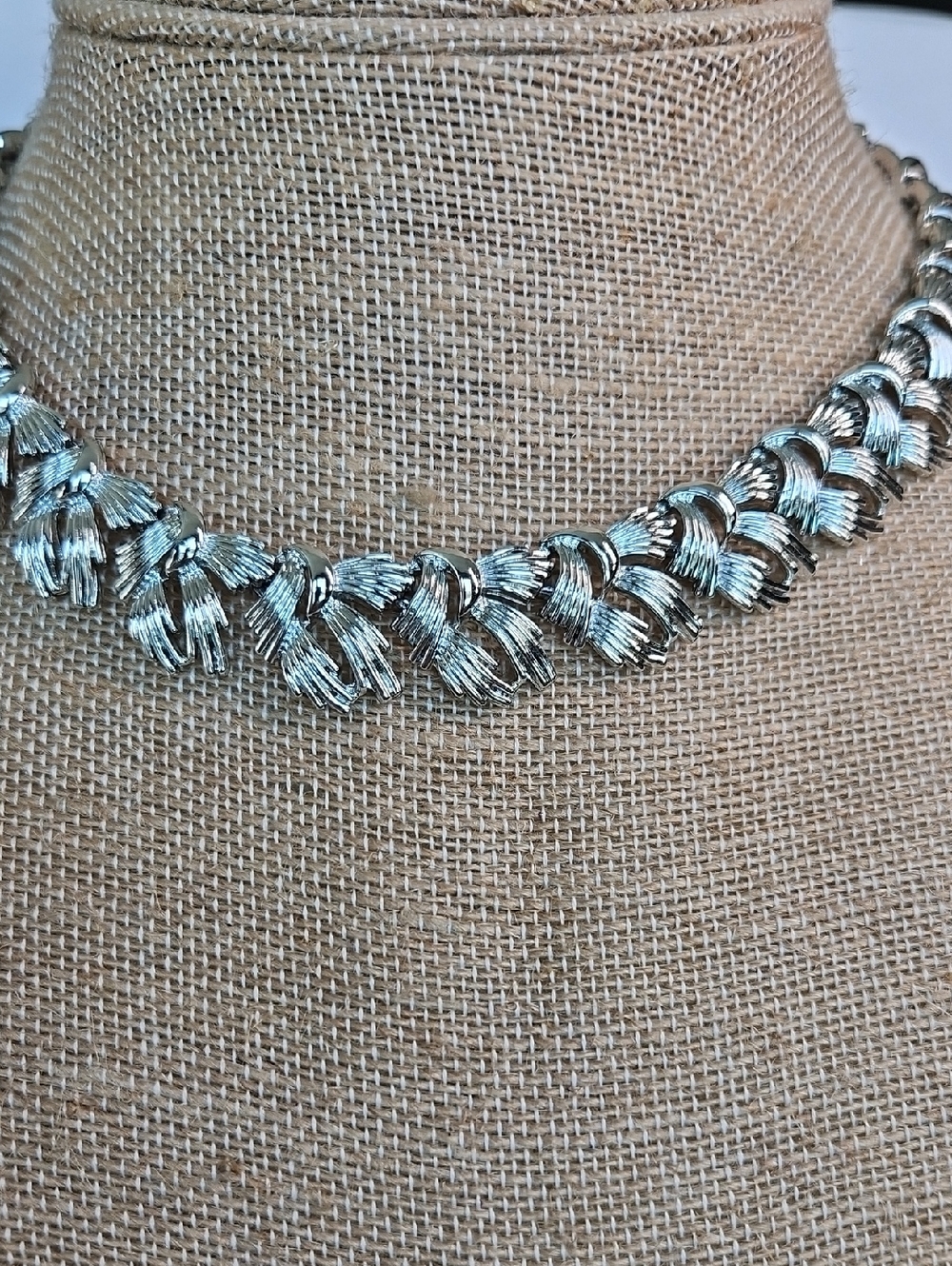 Coro Vintage Silver-Tone Braided Ribbon Choker Necklace